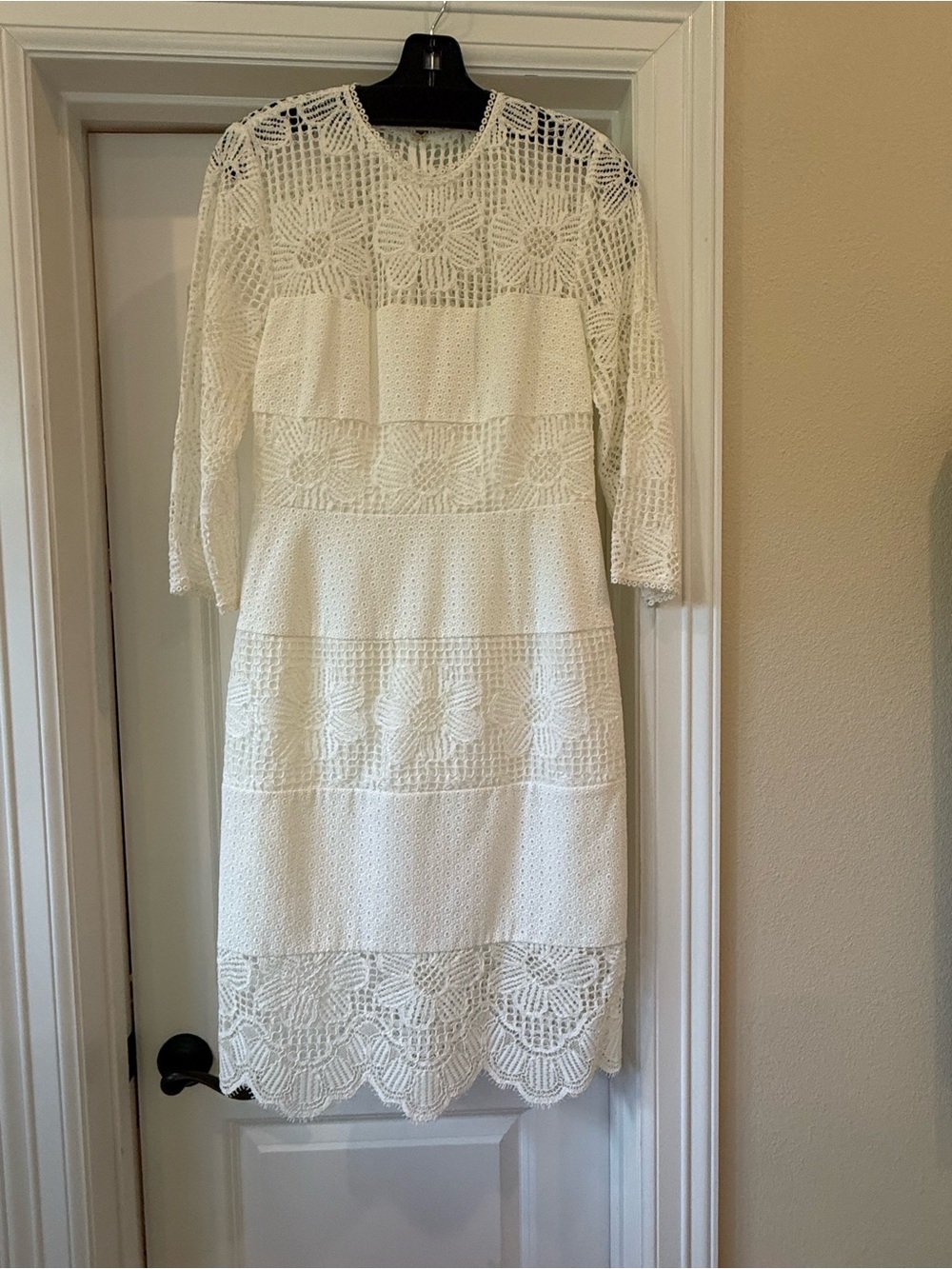 NWT. Trina Turk White Crochet Lace Midi Dress